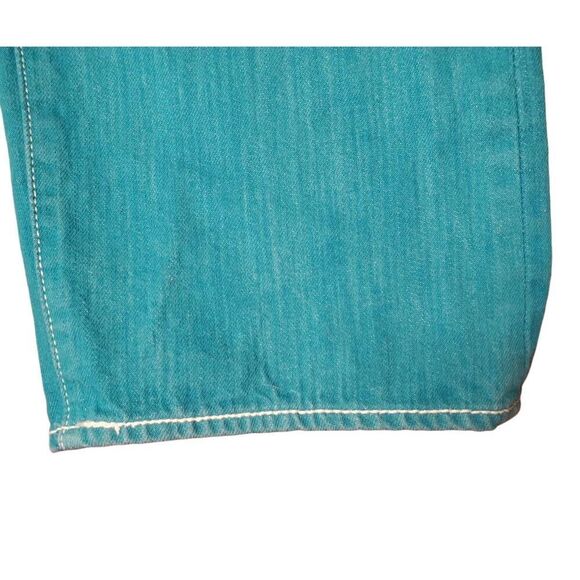 Levi's Original 501 Button Fly Jeans Men's Sz 36X34 Rare Bright Teal Blue Color - Picture 6 of 9